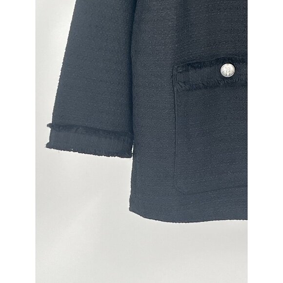 H&M Textured Weave Black Knit Cotton Jacket Decorative Buttons Sz M - Picture 2 of 8